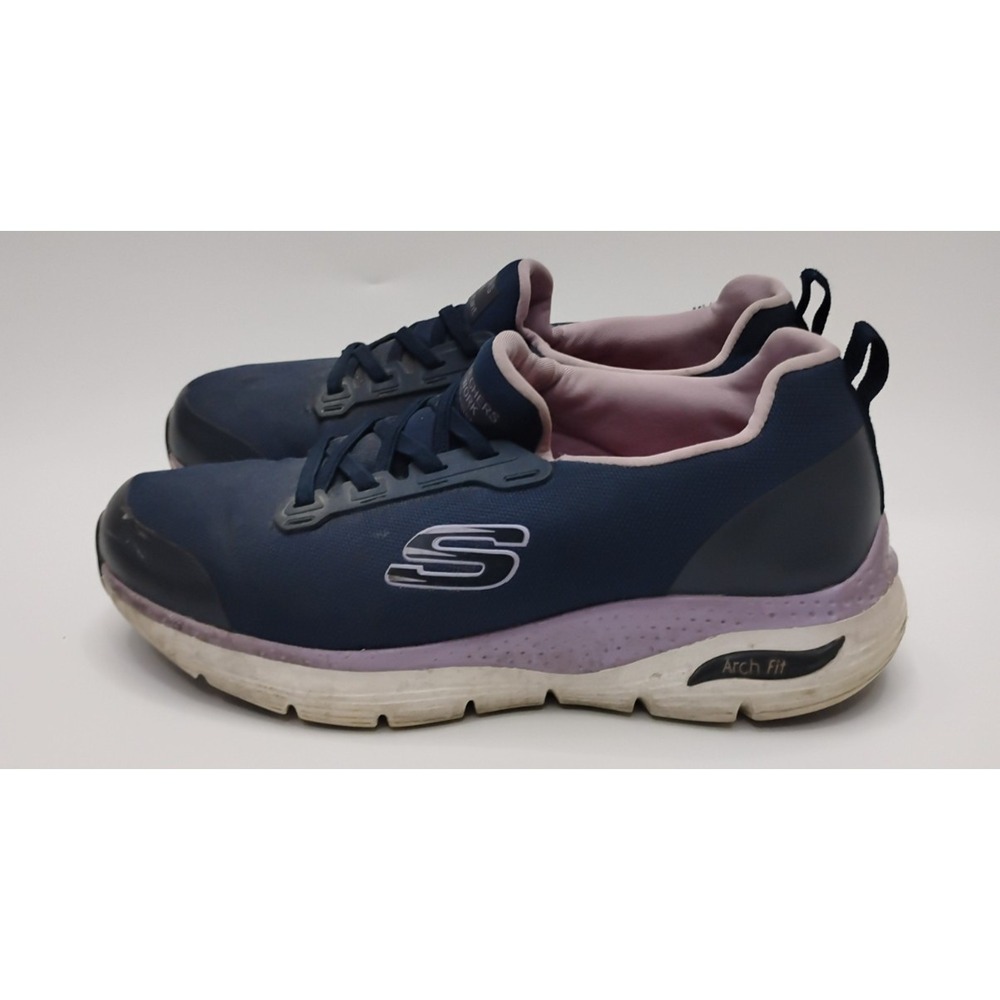 Skechers Women's Arch Fit Alloy Toe Work Shoe Blue Casual Sneakers Size 10